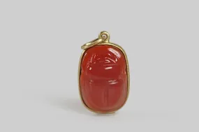 Carved Rosy Carnelian Scarab Pendant