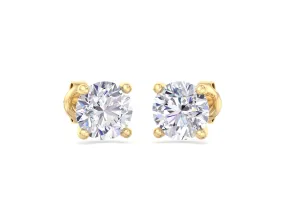 Certified VVS1 Moissanite Solitaire Stud Earrings Screw-Backs