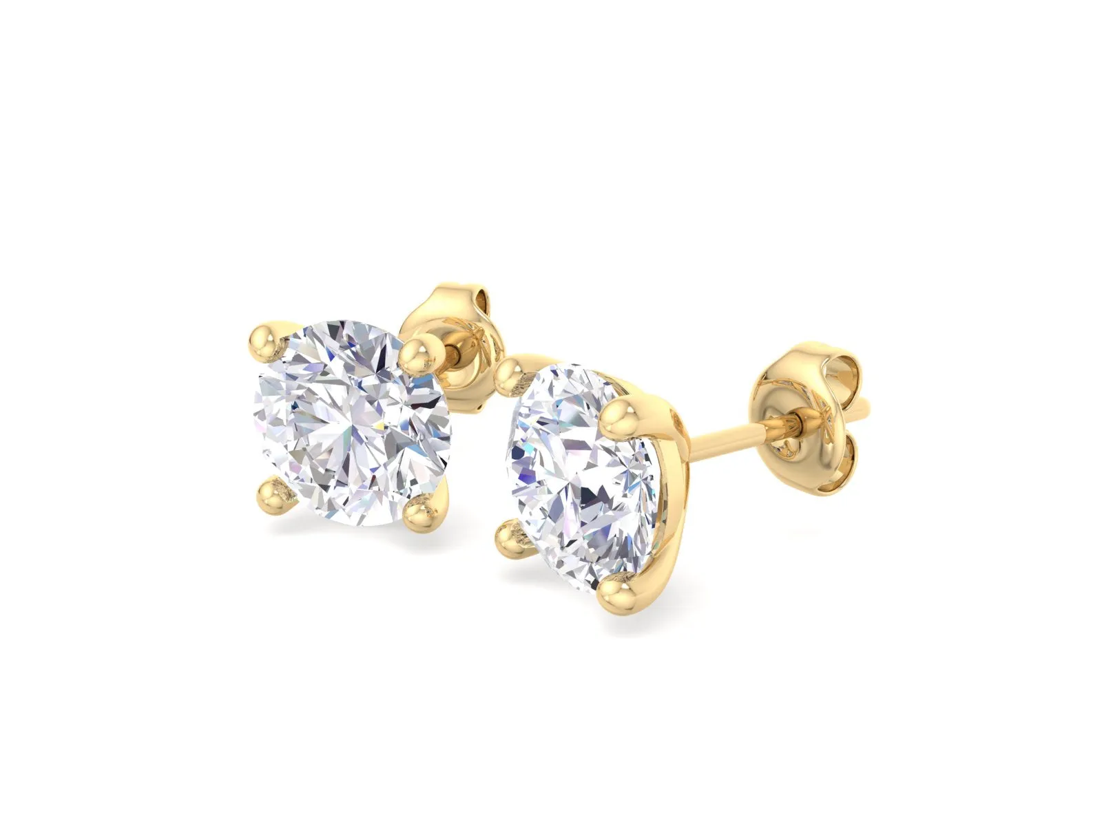 Certified VVS1 Moissanite Solitaire Stud Earrings Screw-Backs