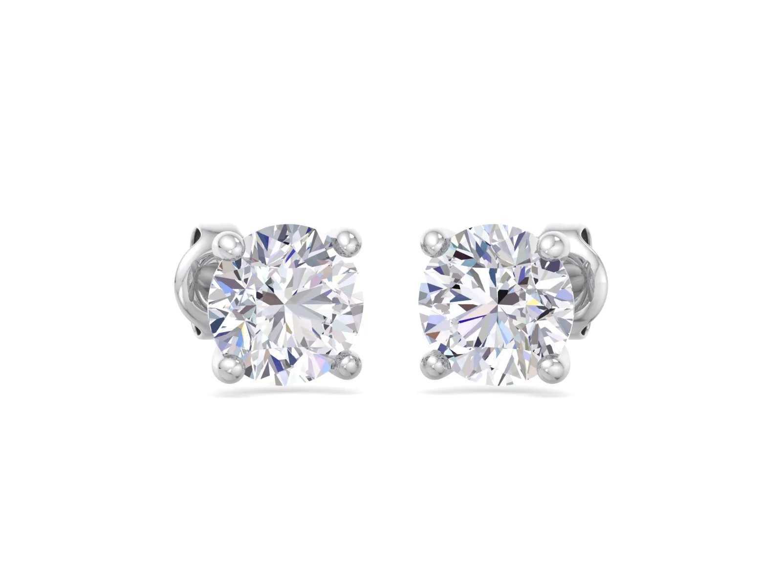 Certified VVS1 Moissanite Solitaire Stud Earrings Screw-Backs