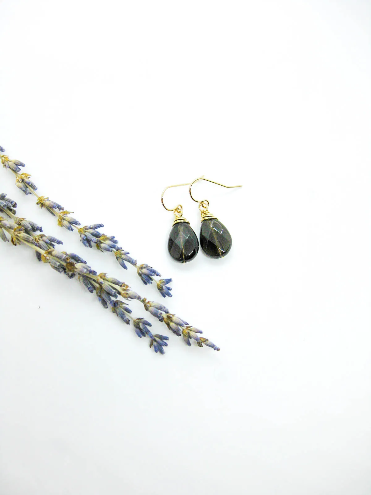 Chamomile: Smoky Quartz Earrings - e741