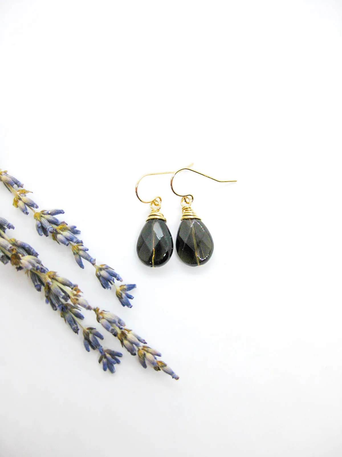 Chamomile: Smoky Quartz Earrings - e741