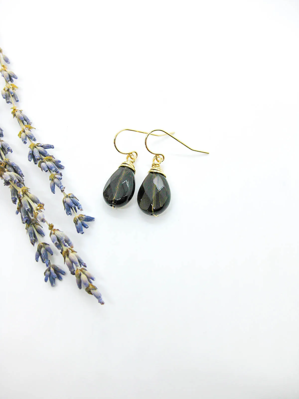 Chamomile: Smoky Quartz Earrings - e741