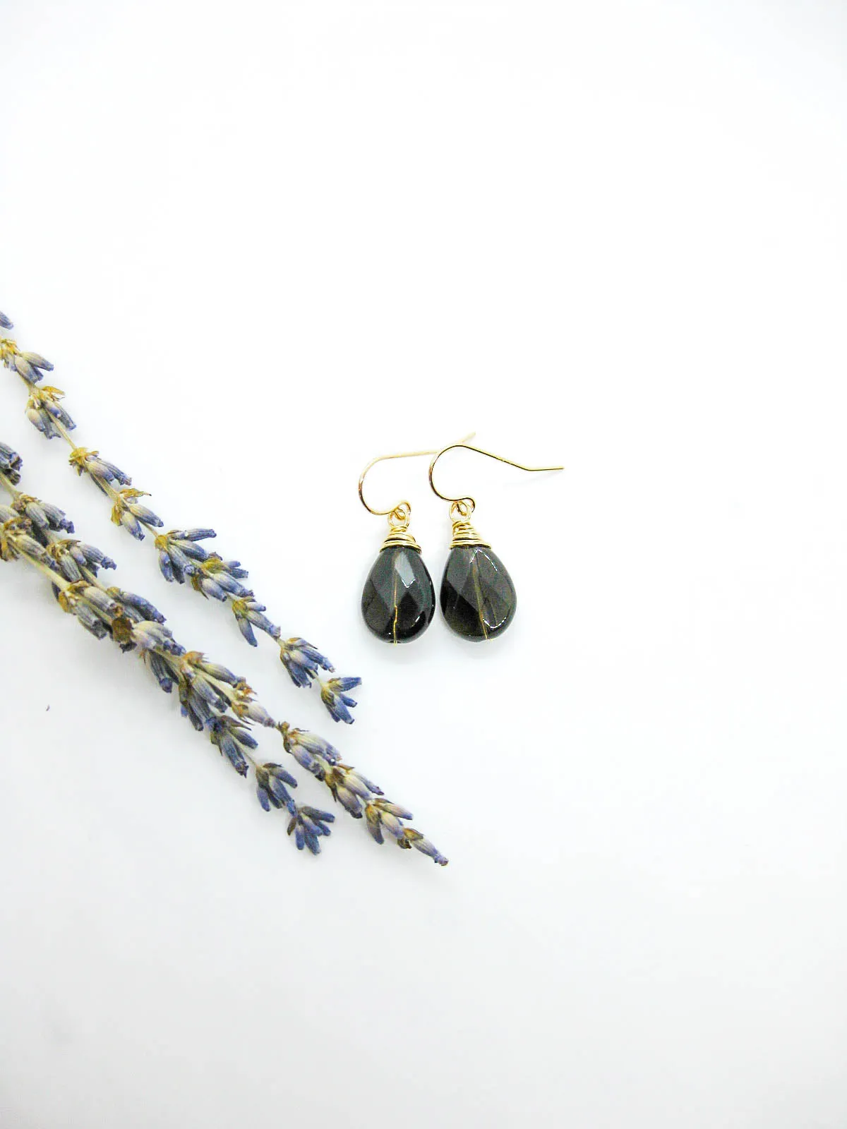 Chamomile: Smoky Quartz Earrings - e741