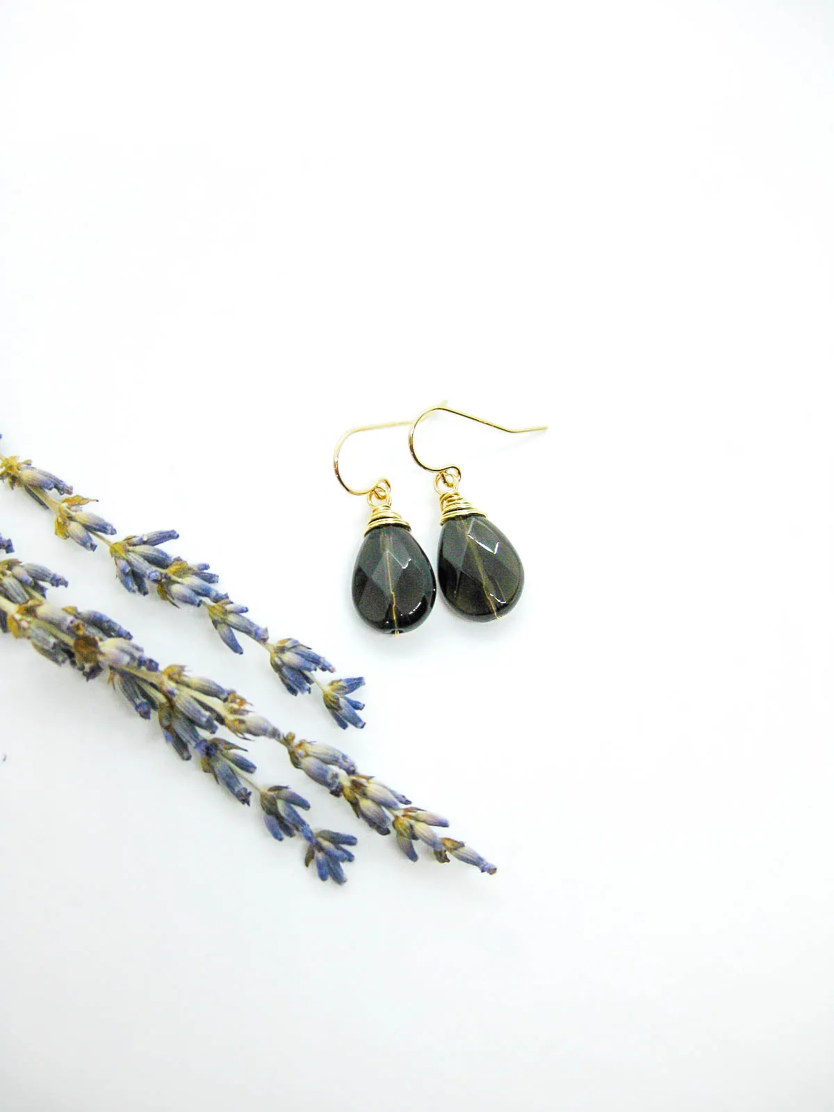 Chamomile: Smoky Quartz Earrings - e741