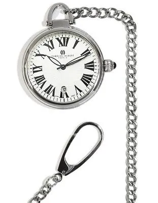 Charles-Hubert 40mm Stainless Steel Pocket Watch - Open Face - Roman Numerals