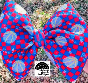 Checkered Kansas Basketball Bow |