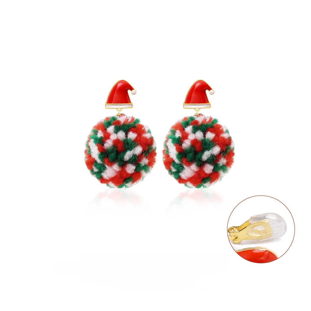 Christmas Hat Earrings Cute Ear Clips LJC9