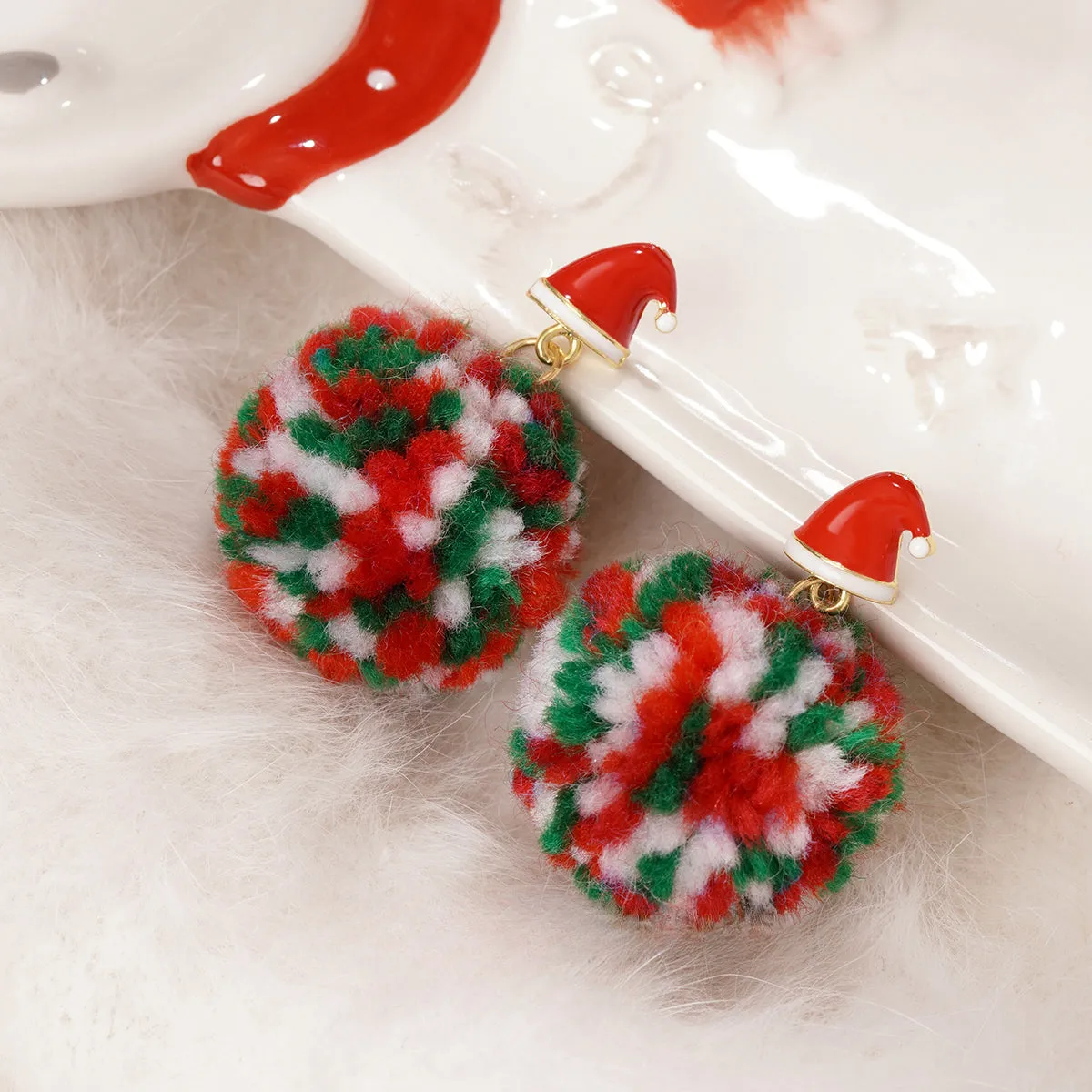 Christmas Hat Earrings Cute Ear Clips LJC9