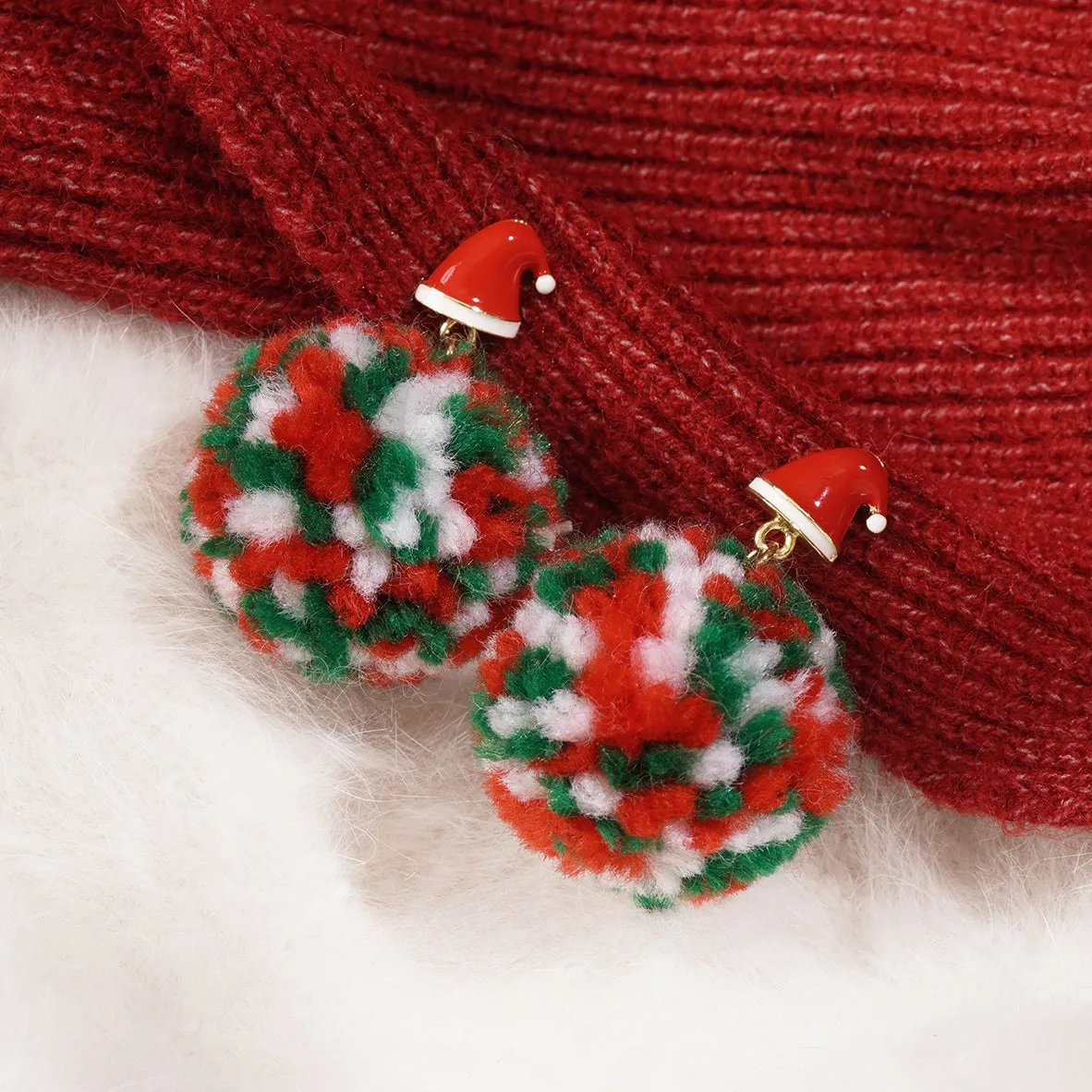 Christmas Hat Earrings Cute Ear Clips LJC9