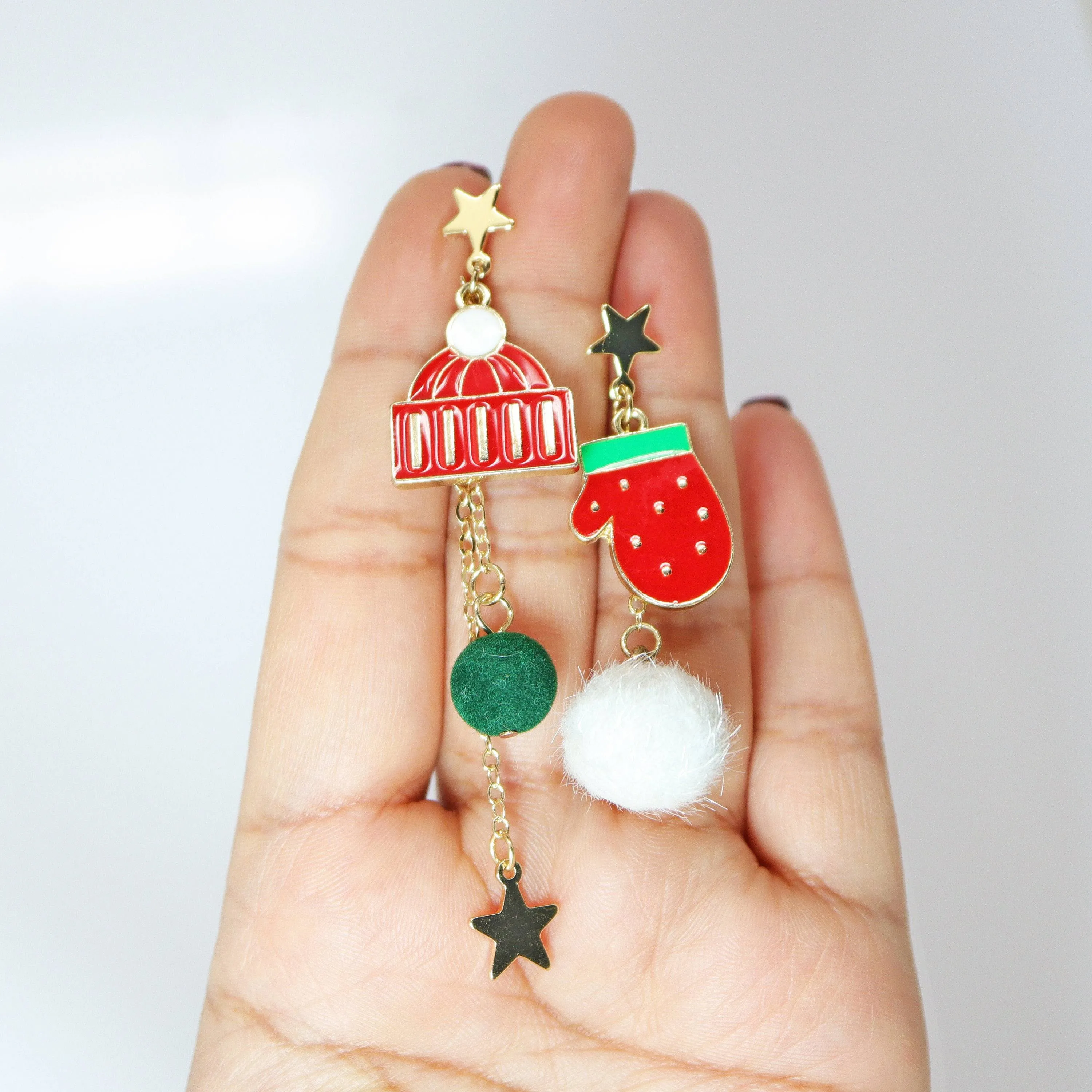 Christmas Themed earrings, Long Tassel Christmas Earrings Statement Christmas earrings.