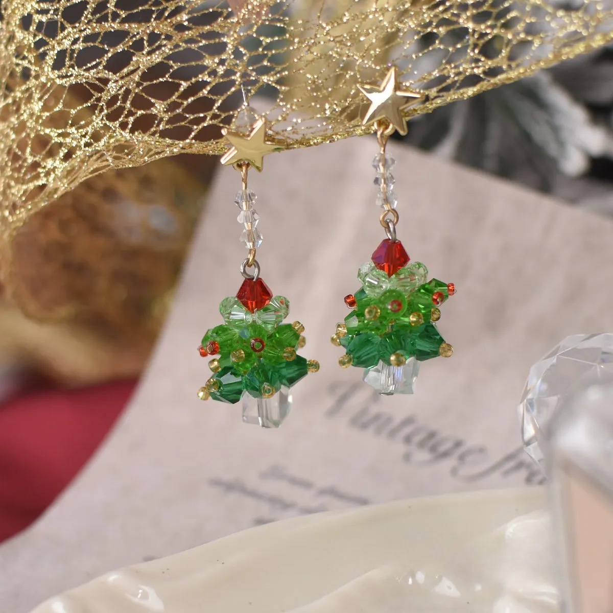 Christmas Tree Earrings Asymmetric Atmosphere Star Ear Clip LJC12