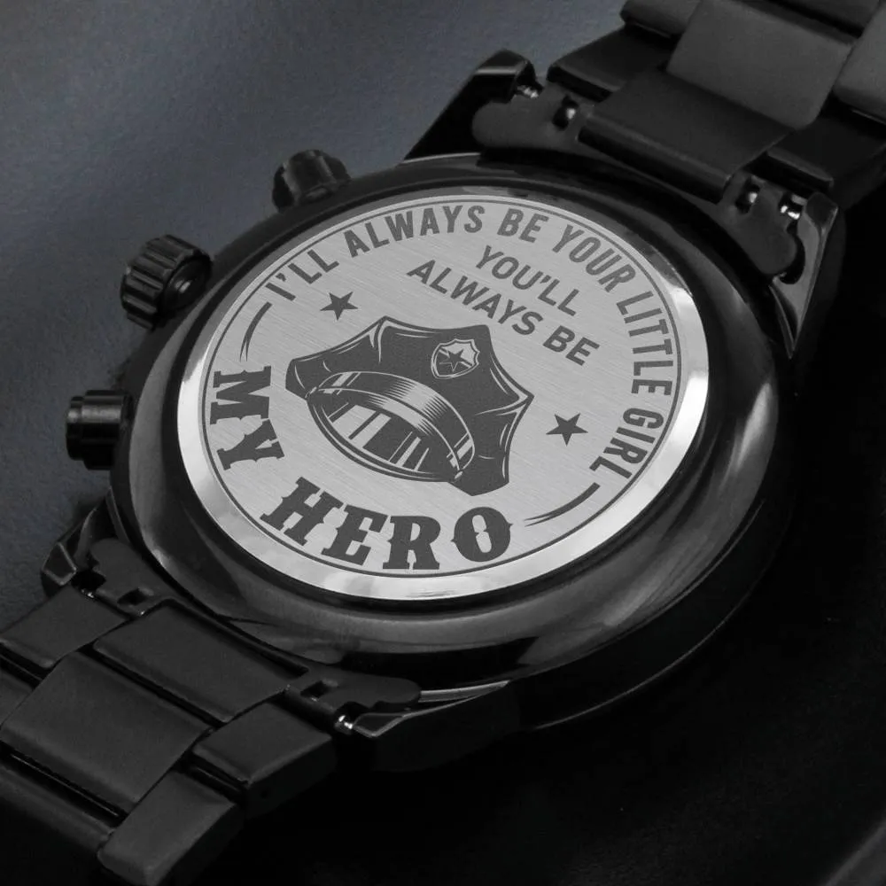 Chronograph Watch "Always Be My Hero" Engraving Fathers Day Gift For Father