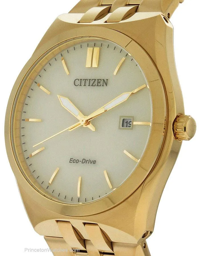 Citizen Eco-Drive Mens Corso Watch - Gold-Tone Case & Bracelet - Champagne Dial