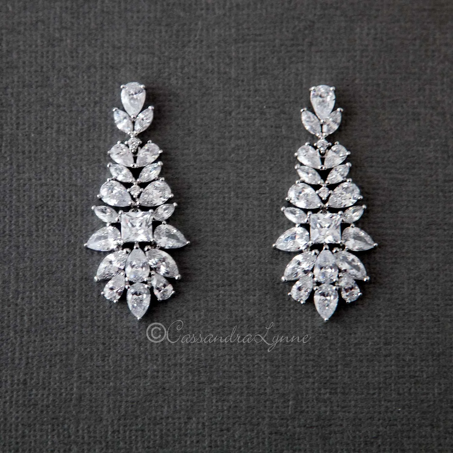 Clip On Vintage Drop Bridal Earrings