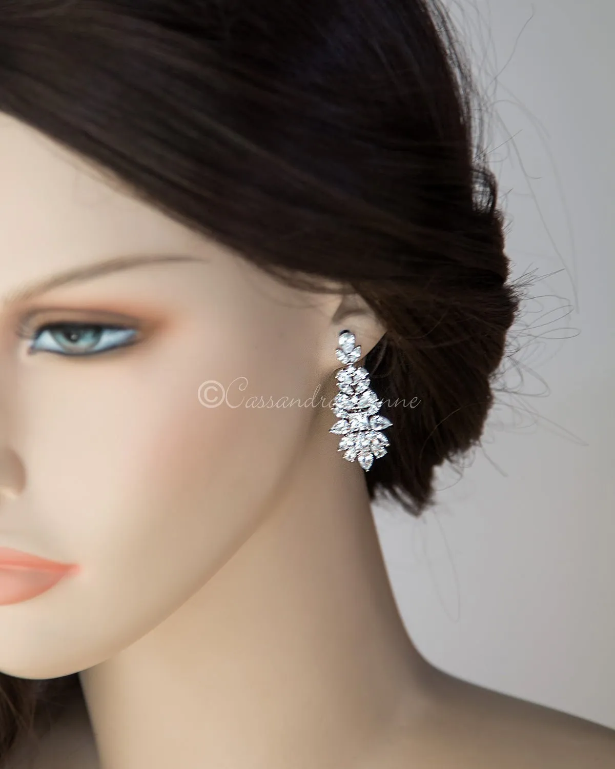 Clip On Vintage Drop Bridal Earrings