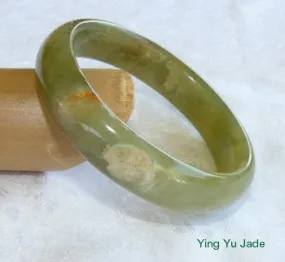 Cloud Above, Earth Below Natural Color Chinese Jade Bangle Bracelet 58mm (NJ2398)