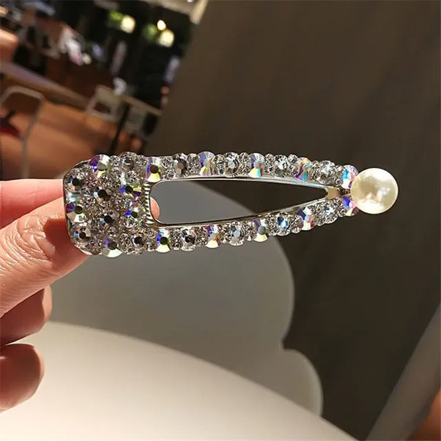 Crystal Rhinestones Hairpins Geometric Water-drop Imitation Pearl