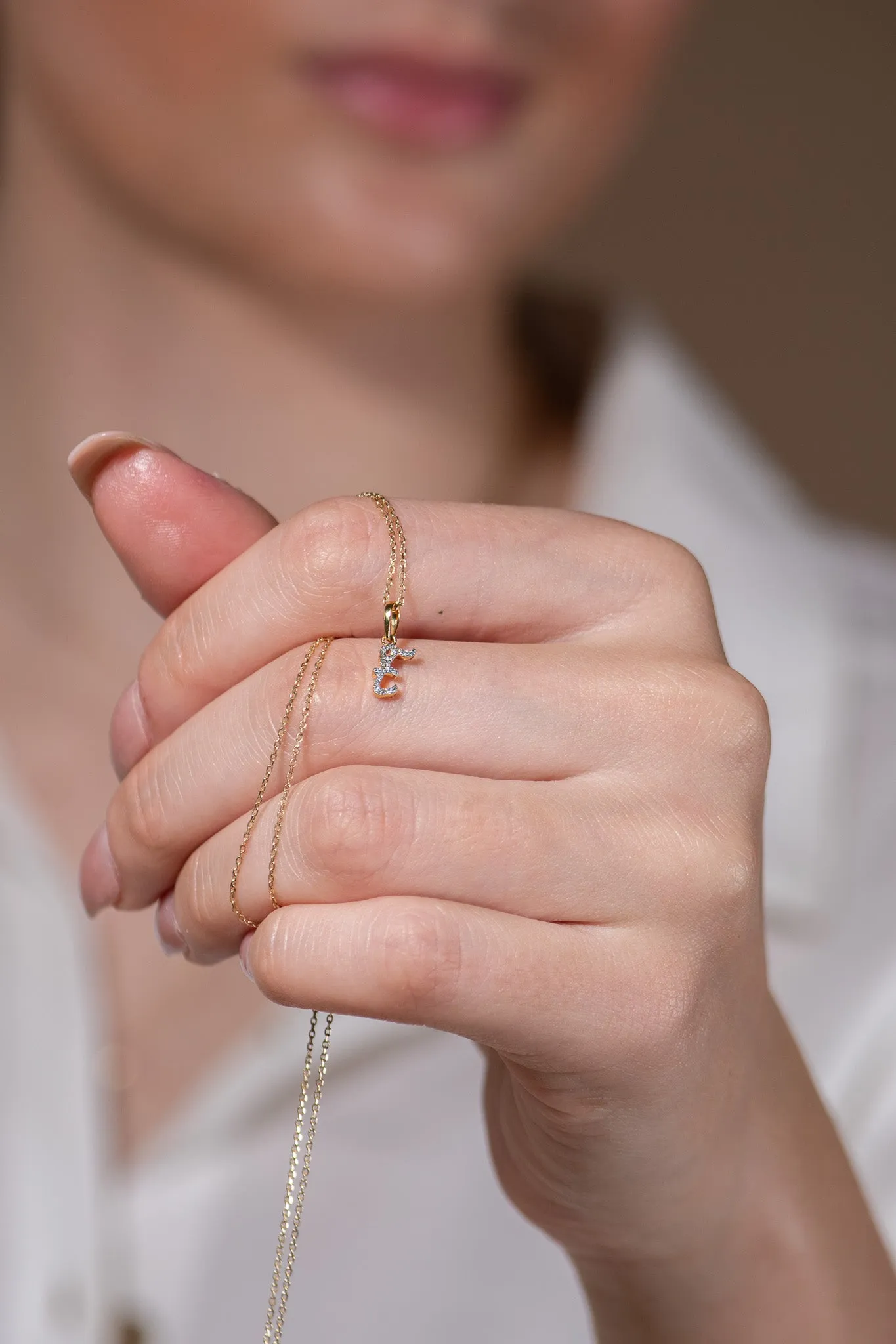 Cursive Diamond Initial Necklace