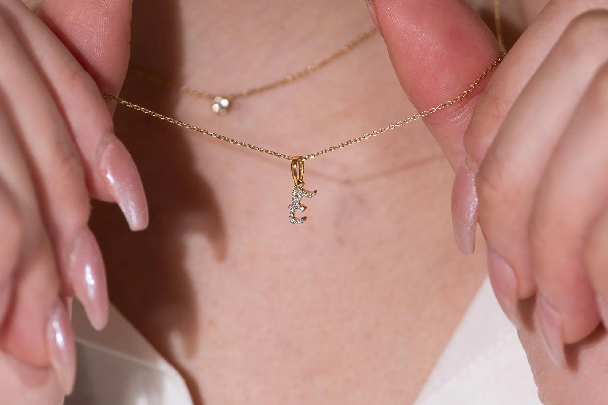 Cursive Diamond Initial Necklace