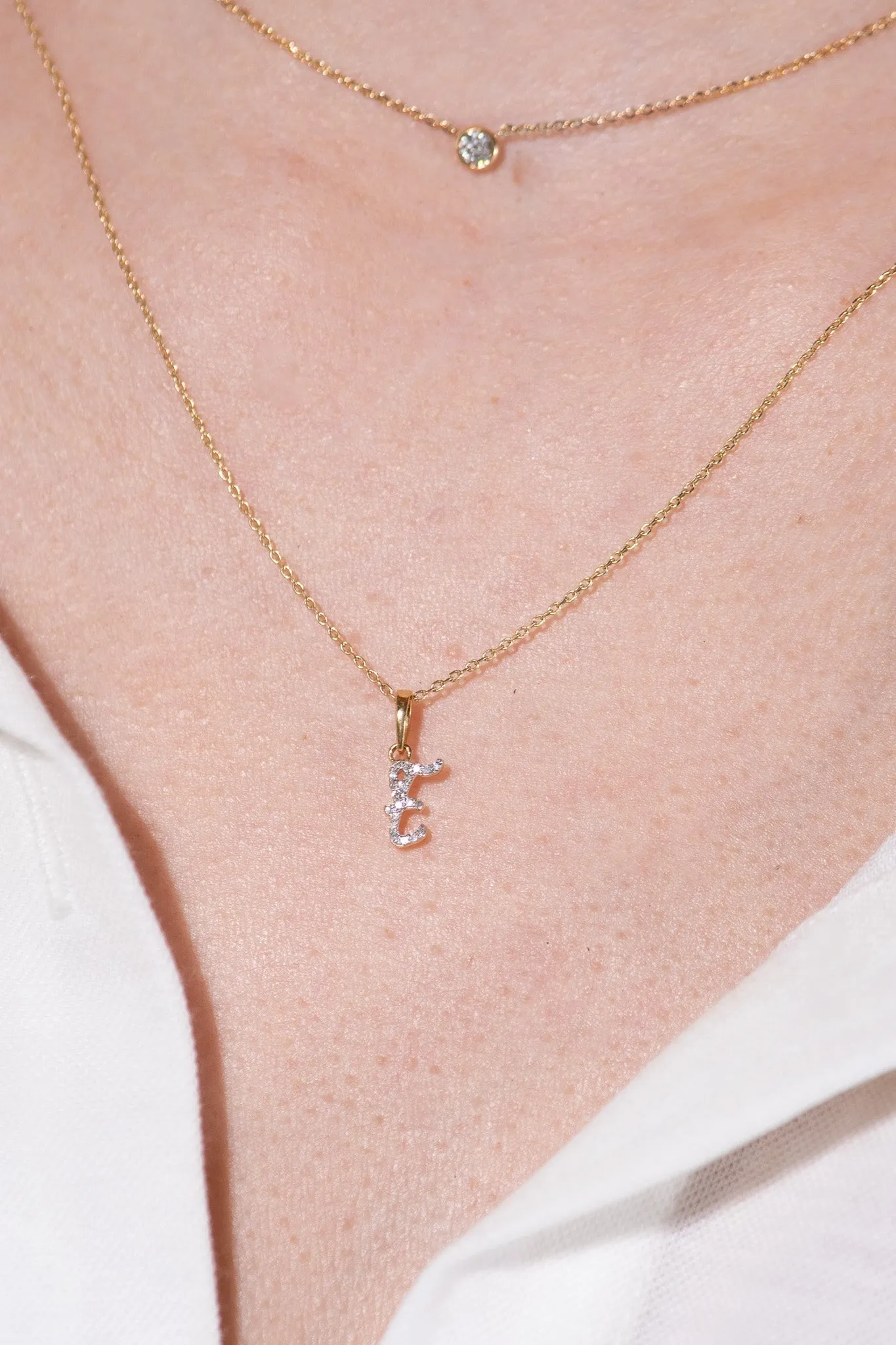 Cursive Diamond Initial Necklace