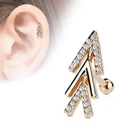 CZ Micro Paved Chevron Arrow Top 316L Surgical Steel WildKlass Cartilage, Tragus Barbell Studs