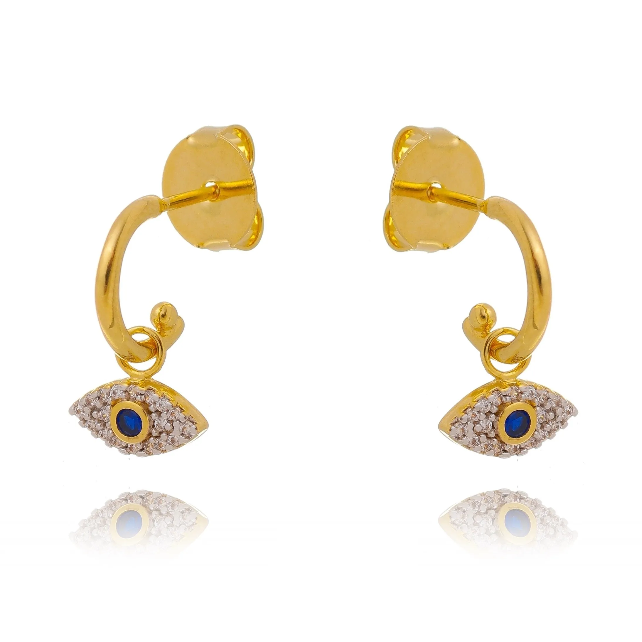 Dainty 18k Gold Filled Evil Eye Small Hoop Earrings