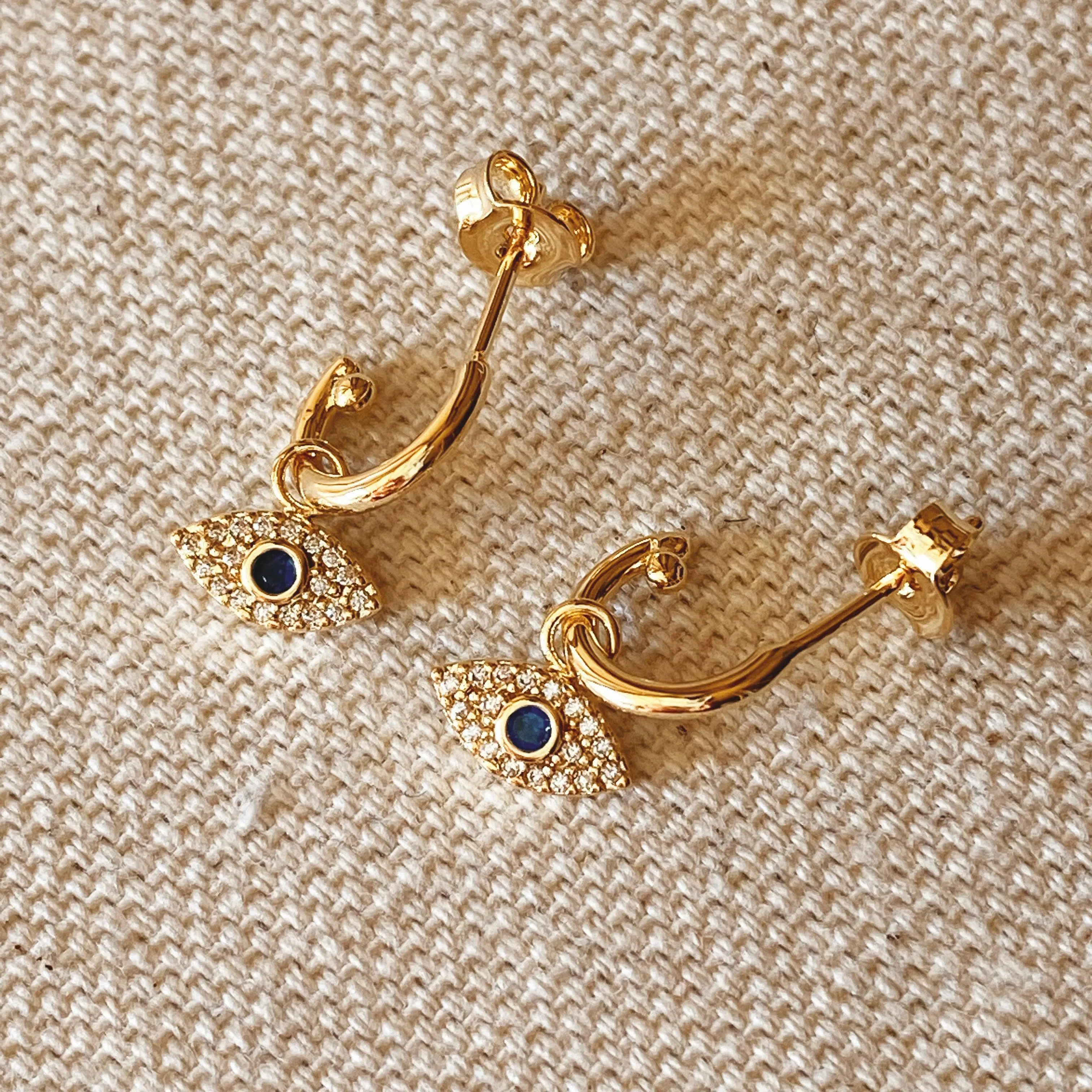 Dainty 18k Gold Filled Evil Eye Small Hoop Earrings