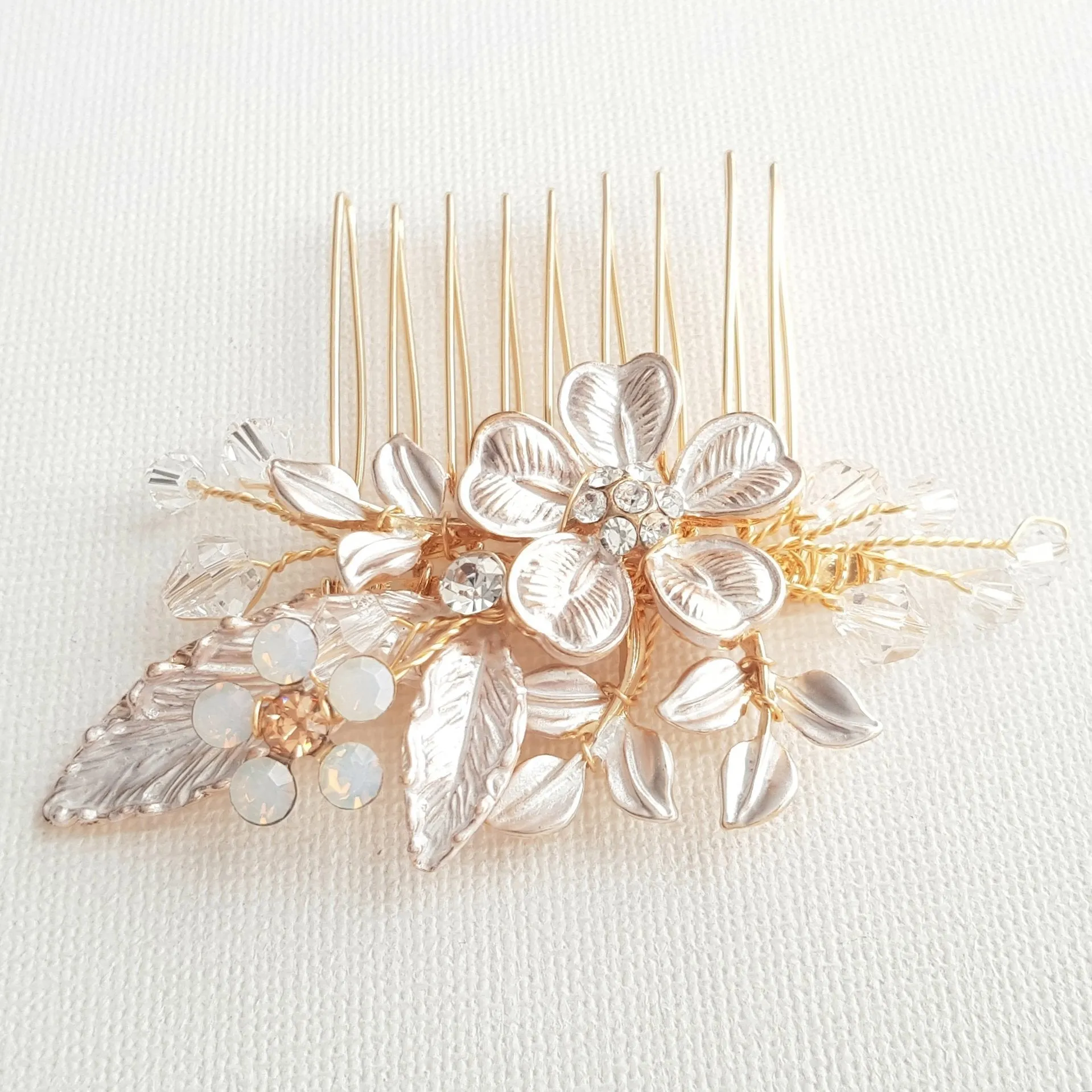 Dainty Flower & Leaf Wedding Hair Comb- Posy