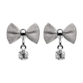 Dainty Mesh Bow Gem Dangle WildKlass Ear Stud Earrings