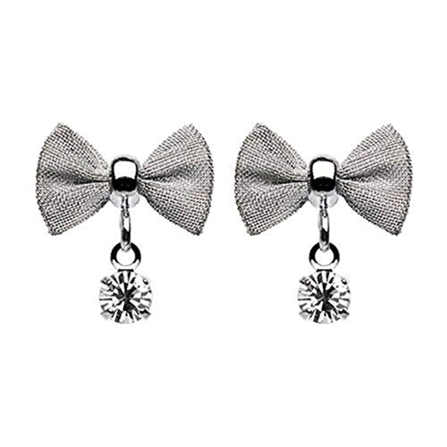 Dainty Mesh Bow Gem Dangle WildKlass Ear Stud Earrings