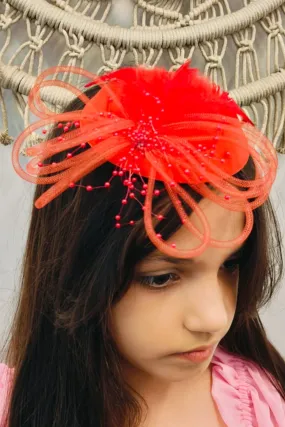 Derby Pearl Red Fascinator