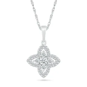 Diamond Clover and Halo Pendant