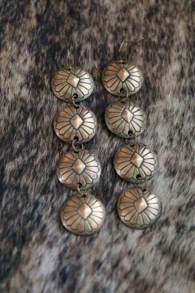 Diamondback Brass Western Concho Earrings