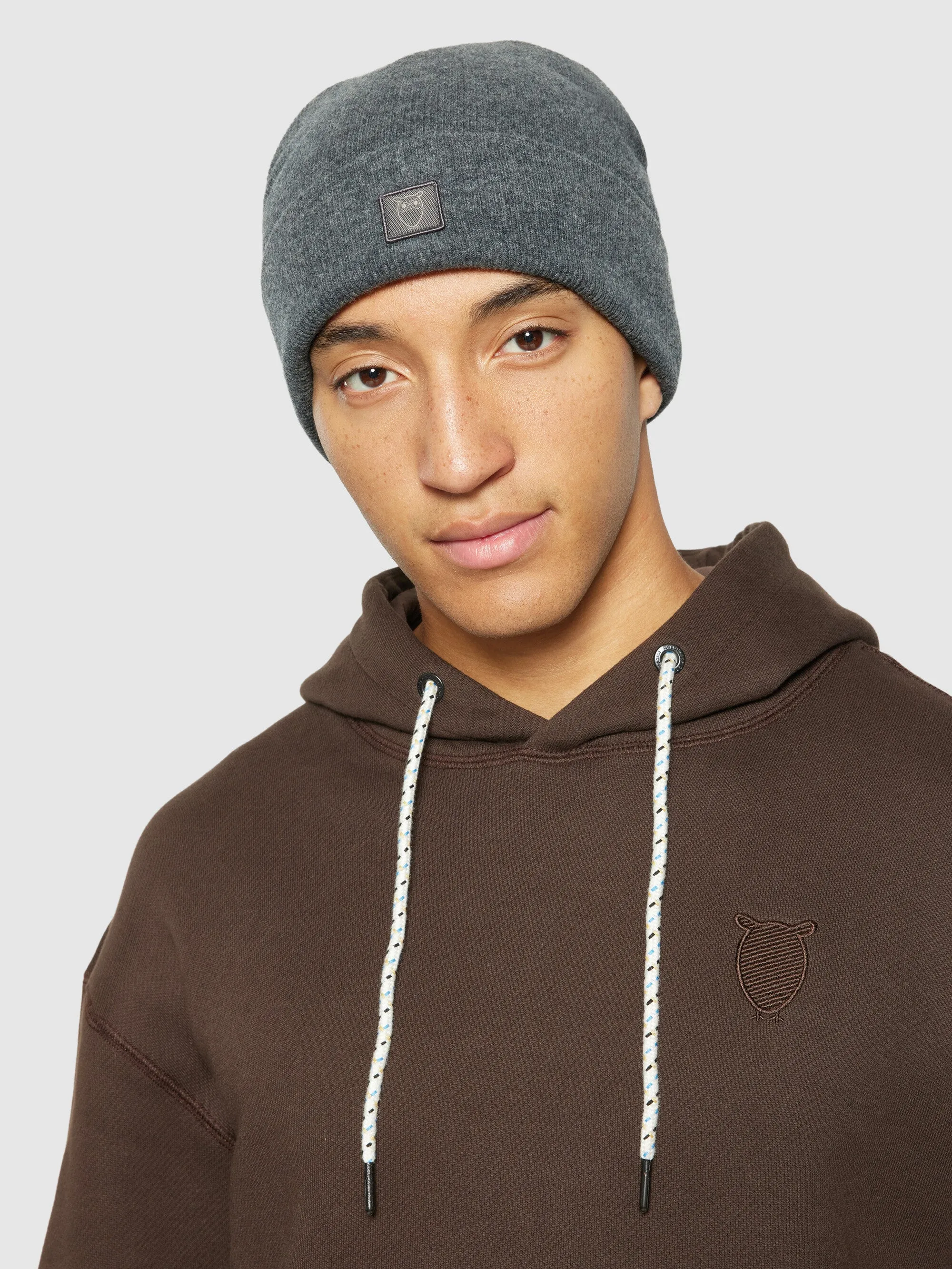 Double layer wool beanie - Dark Grey Melange