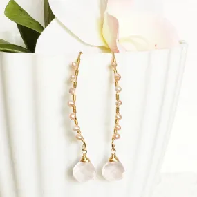 Earrings Ailani - Rose quartz (E189)