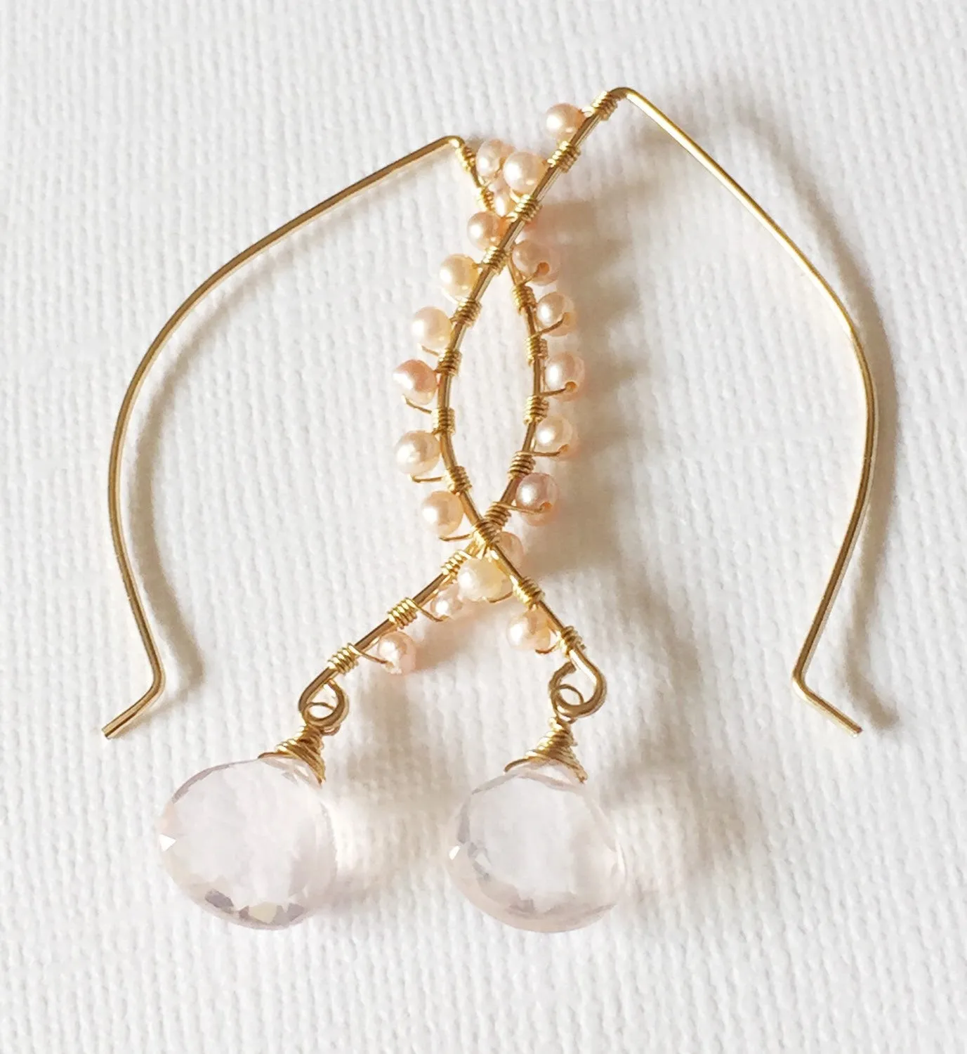 Earrings Ailani - Rose quartz (E189)