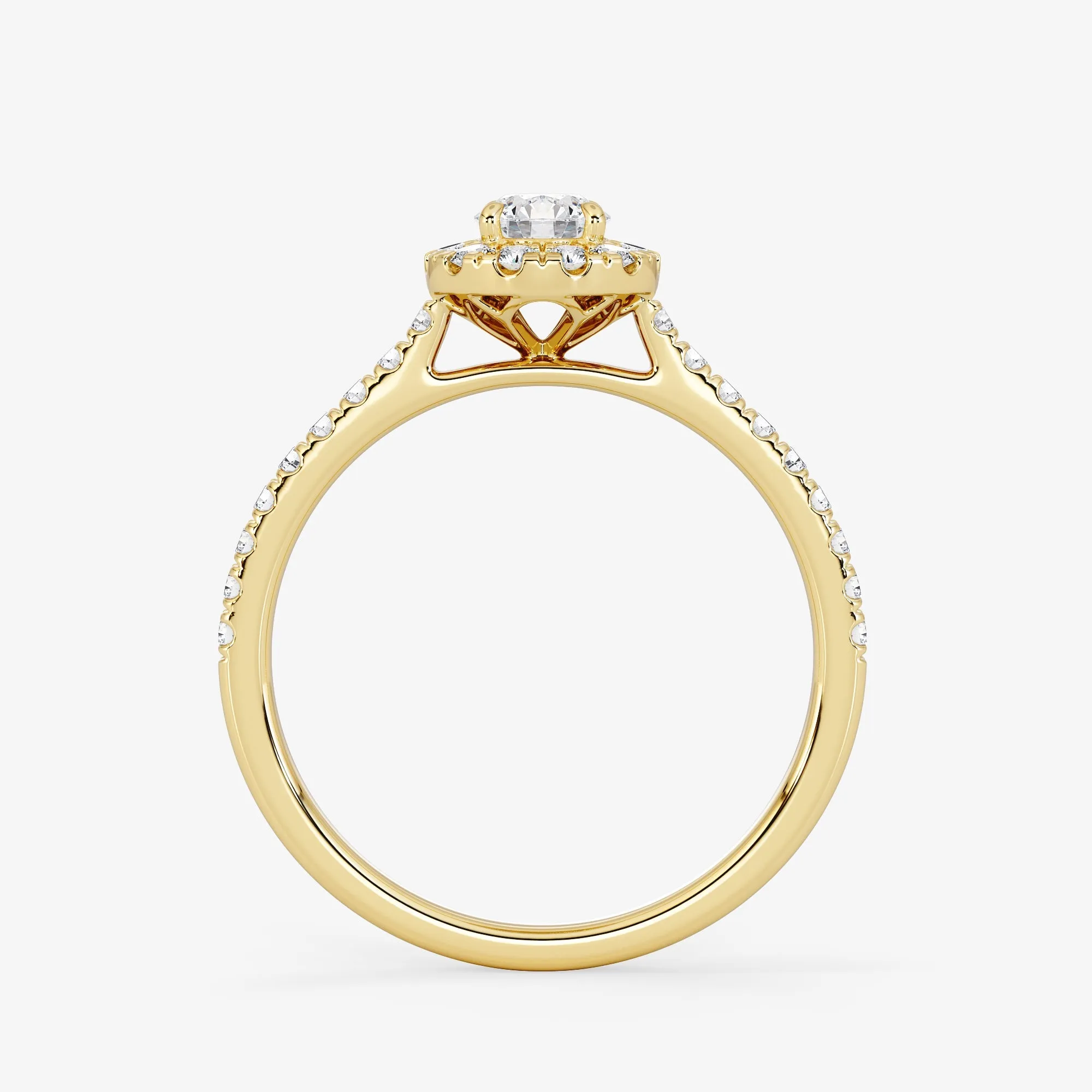 Embellished Halo 0.25 Carat Brilliant Cut Diamond 18K Gold Ring