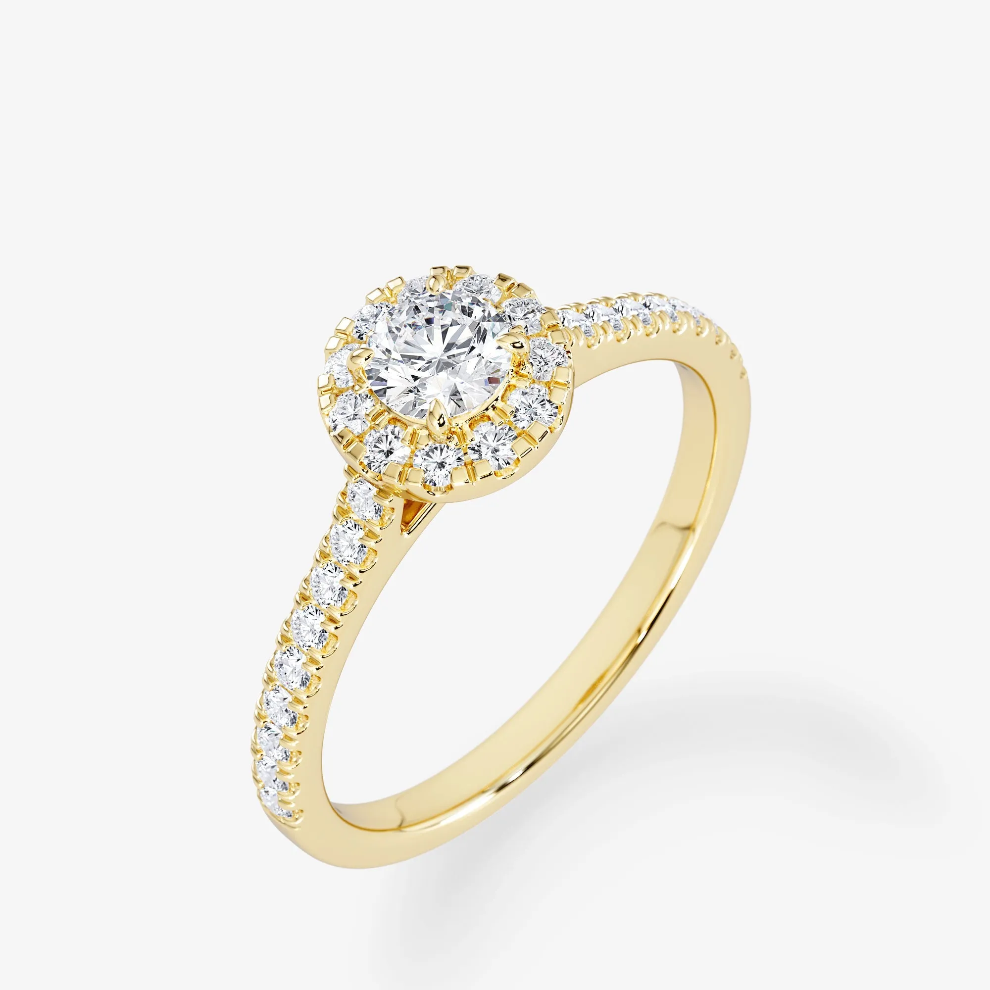 Embellished Halo 0.25 Carat Brilliant Cut Diamond 18K Gold Ring