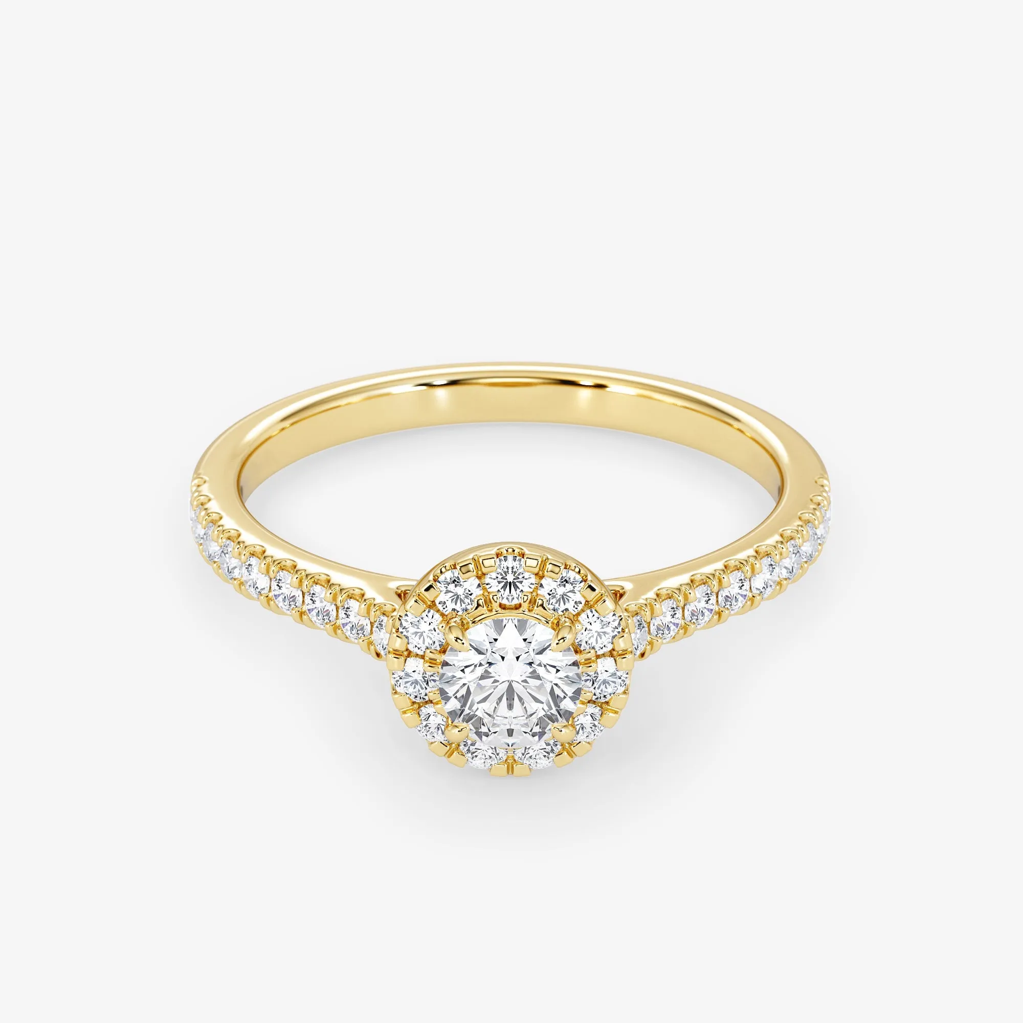 Embellished Halo 0.25 Carat Brilliant Cut Diamond 18K Gold Ring