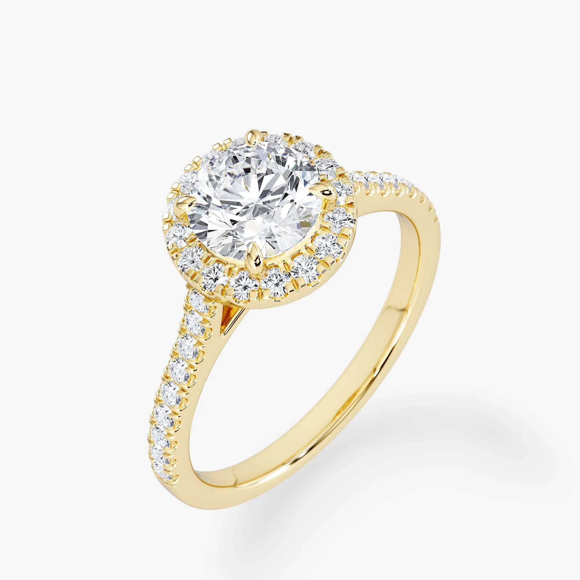 Embellished Halo 0.70 Carat Brilliant Cut Diamond 18K Gold Ring