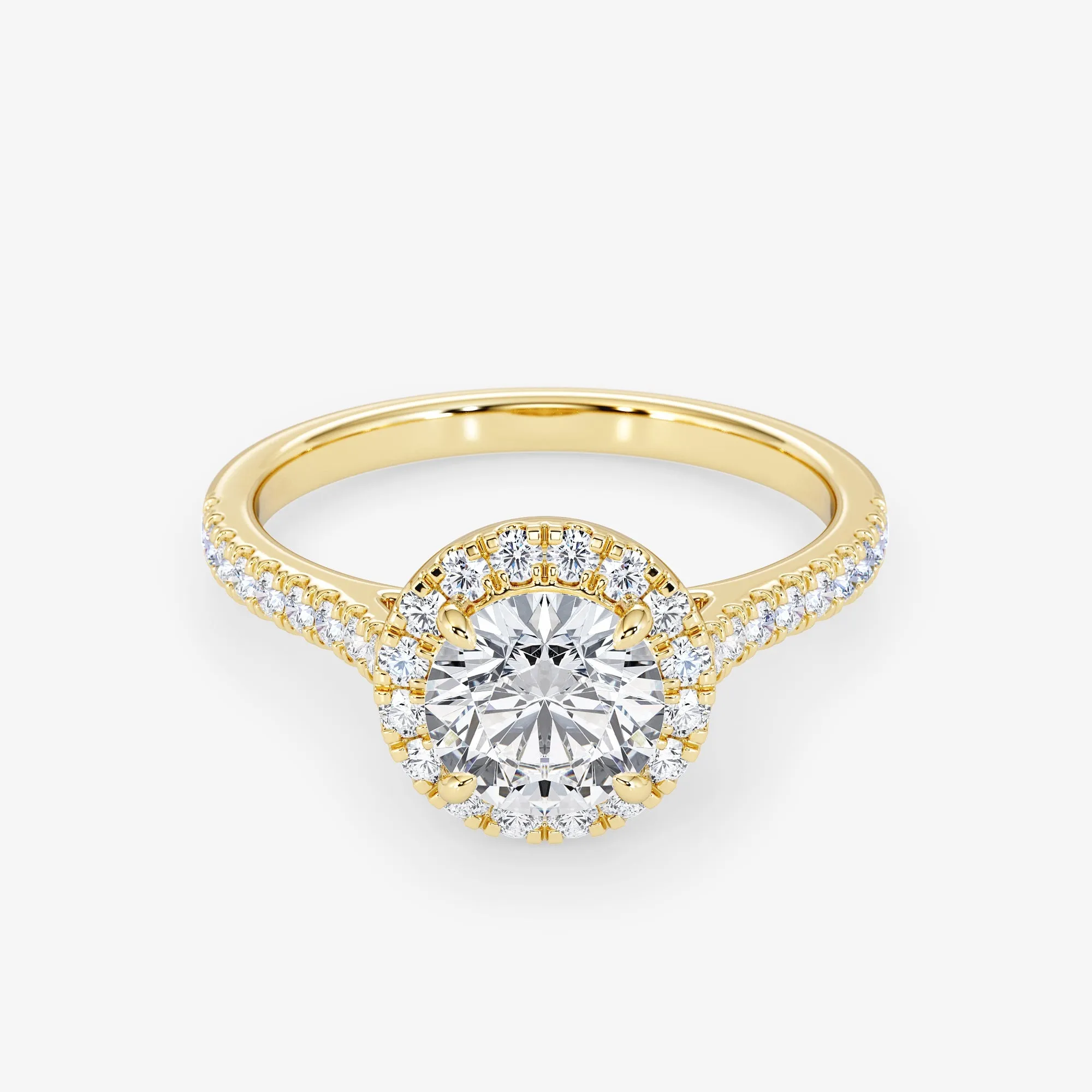 Embellished Halo 0.70 Carat Brilliant Cut Diamond 18K Gold Ring