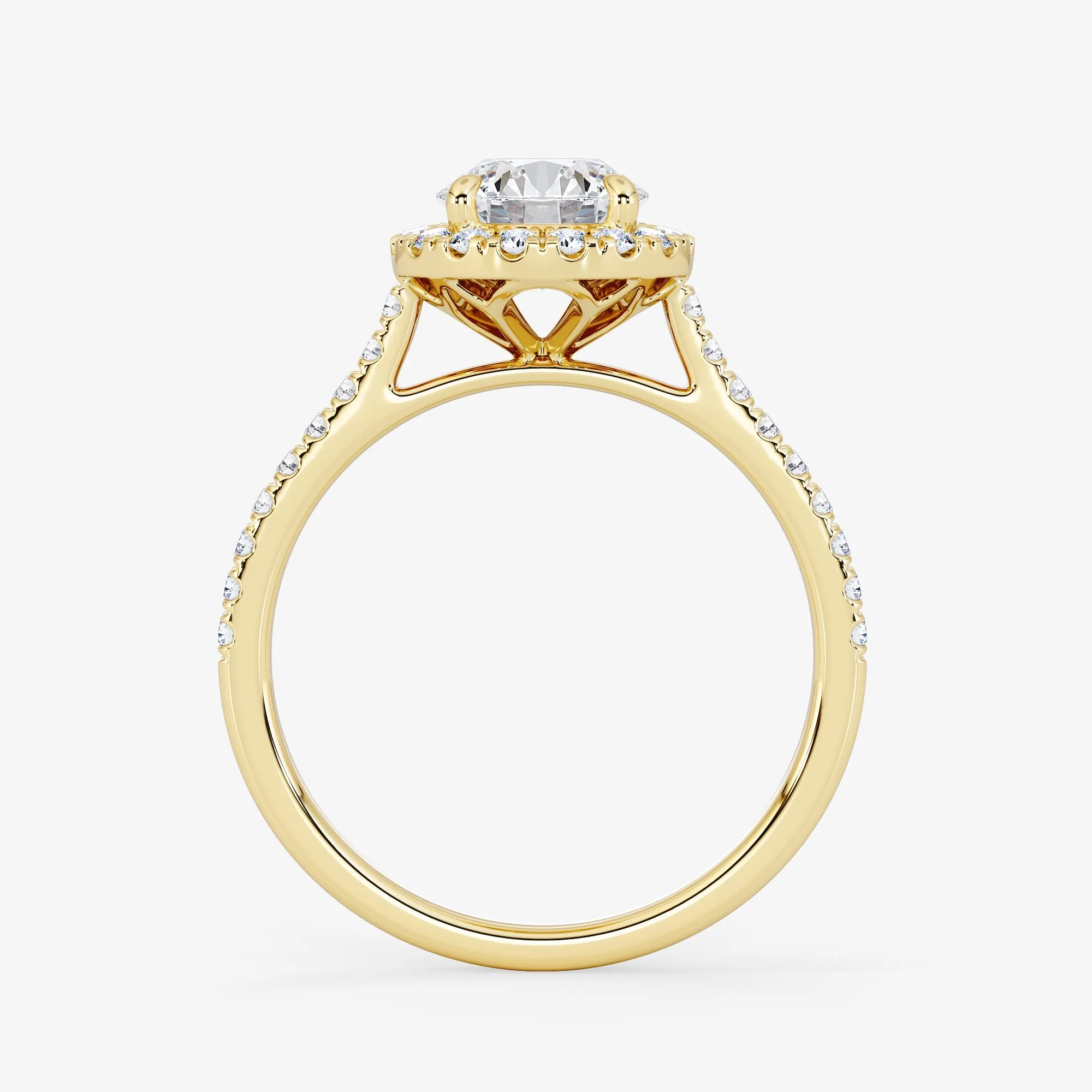 Embellished Halo 0.70 Carat Brilliant Cut Diamond 18K Gold Ring