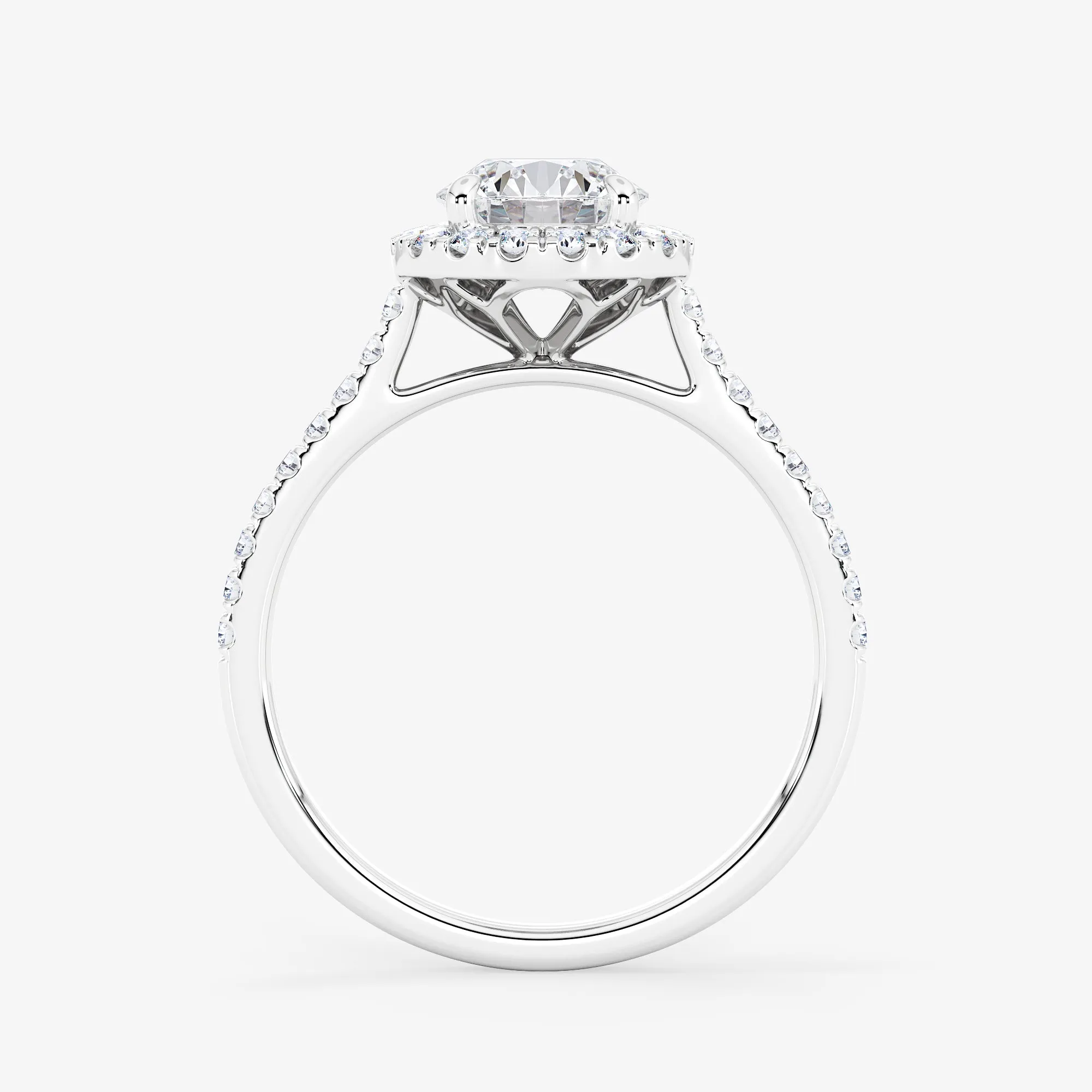 Embellished Halo 0.70 Carat Brilliant Cut Diamond 18K Gold Ring