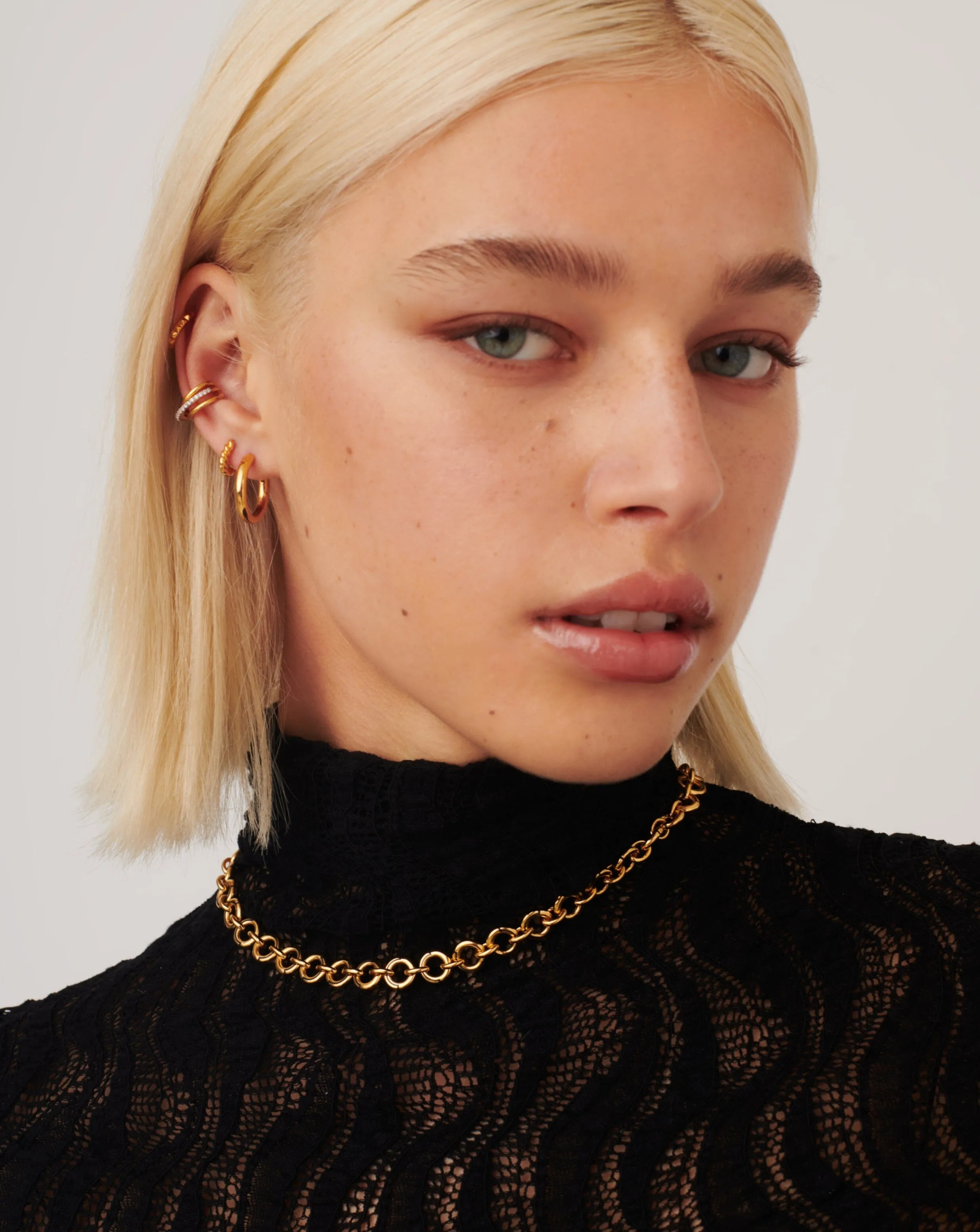 Enamel Byline Link Chunky Chain Choker | 18ct Gold Plated on Brass