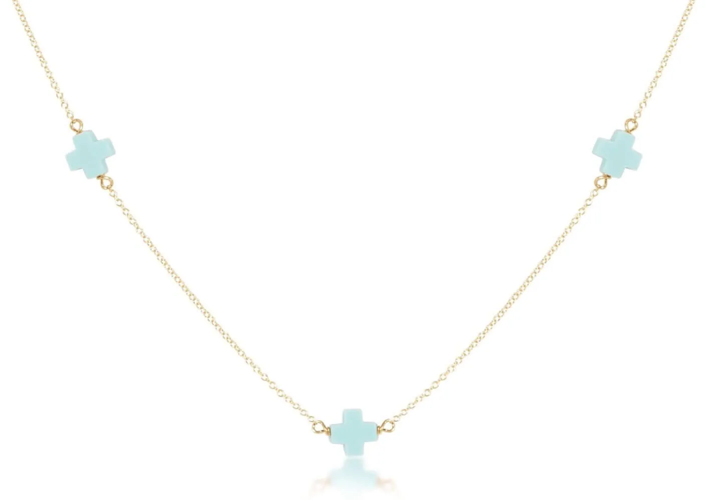 ENewton 17" Choker Turquoise Signature Cross Gold Simplicity Necklace