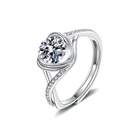 Fashion Heart Moissanite Adjustable Ring