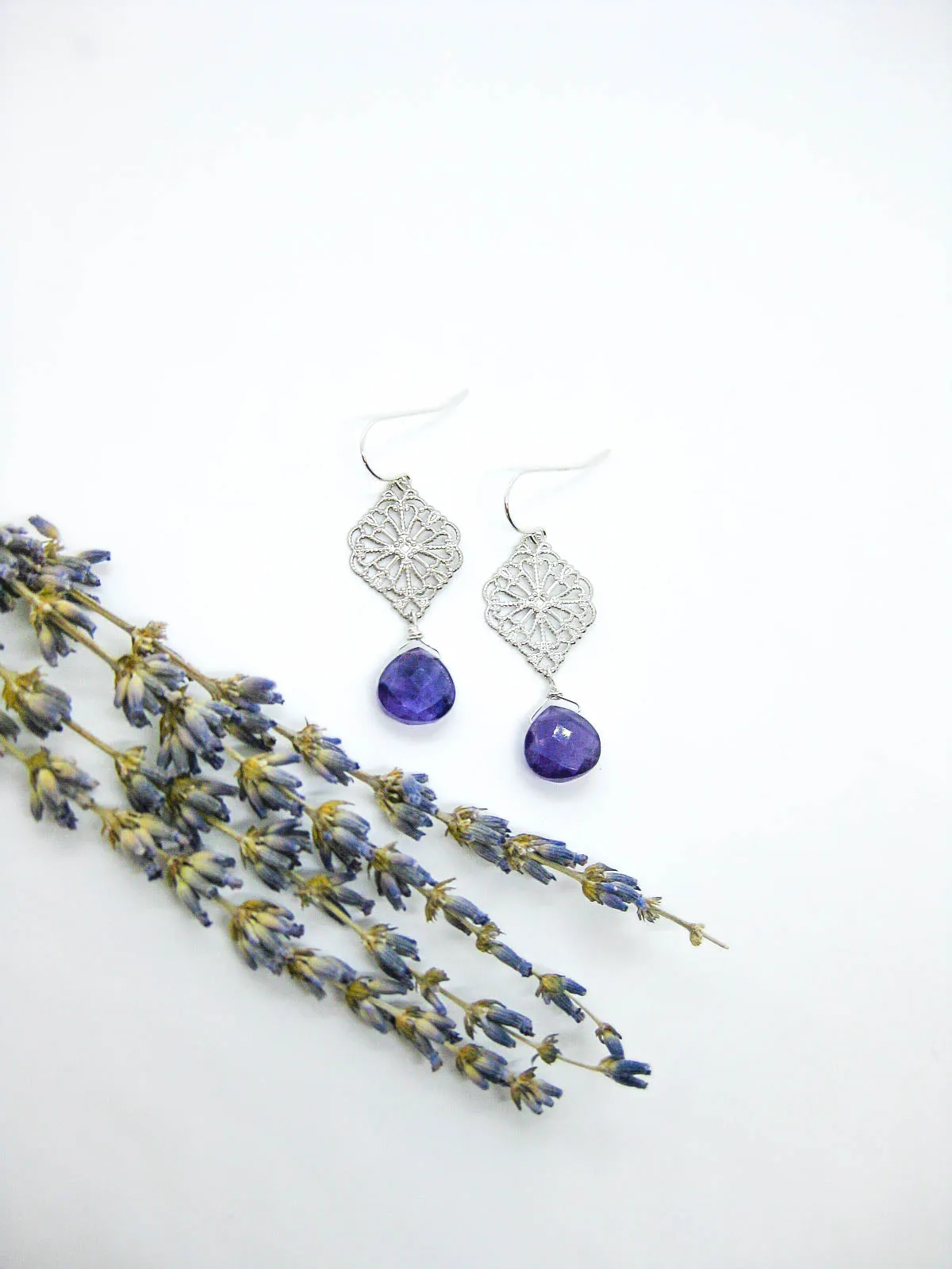 Fern: Amethyst Earrings - e623