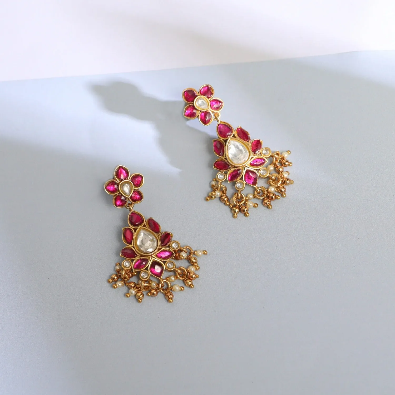 Floral Drop Silver Earrings