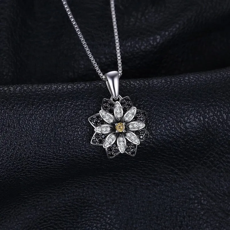 Flower Natural Smoky Quartz Necklace - 925 Sterling Silver (Without Chain)